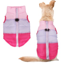 Idepet Pet Dog Cat Coat with Leash Anchor Color Patchwork Padded Puppy Vest Jacket Teddy Chihuahua Costumes Pug Cloth XS S M L