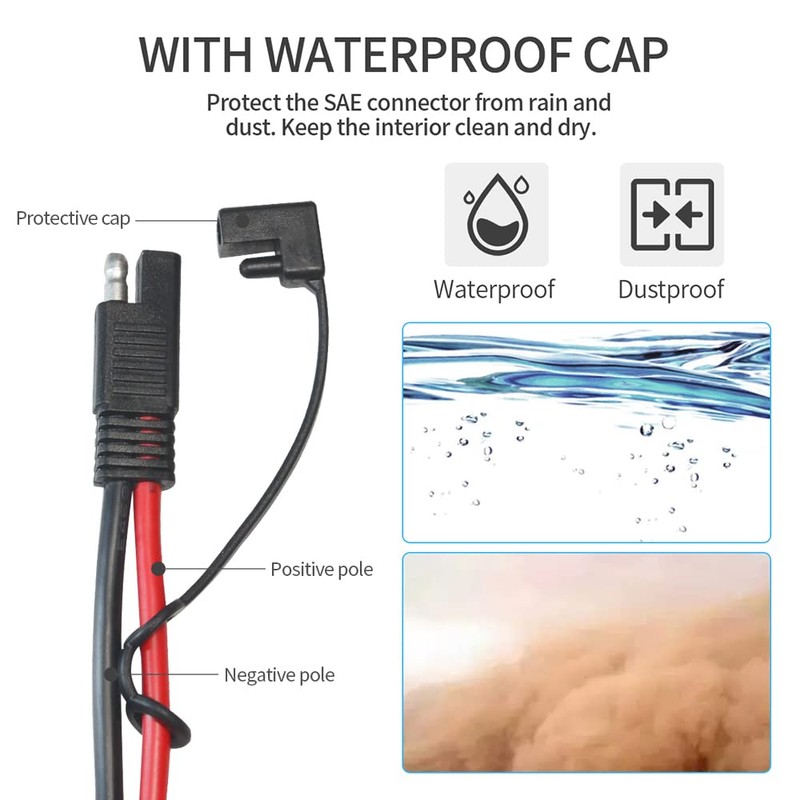 ELFCULB 10AWG 20FT SAE Connectors, Battery Alligator Crocodile to SAE,
