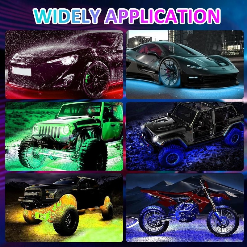YUGUANG 4Pcs Underglow Light Kit for Car, APP & Remote