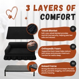 Dog and Dreams 3-in-1 Orthopedic Memory Foam Dog Bed - Washable Cover, Calming Design for Small to Large Dogs, Raised or Flat Use, Plush for Indoors and Outdoors, Travel Friendly (Extra Small)