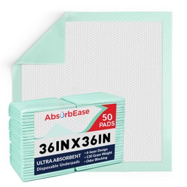 Ultra Absorbent Incontinence Bed Pads 36x36 Inches (Pack of 50), Large Disposable Underpads with Ultra Heavy Absorbency, Thick Quilted Chucks Pee Pads for Adults, Kids and Babies, Green