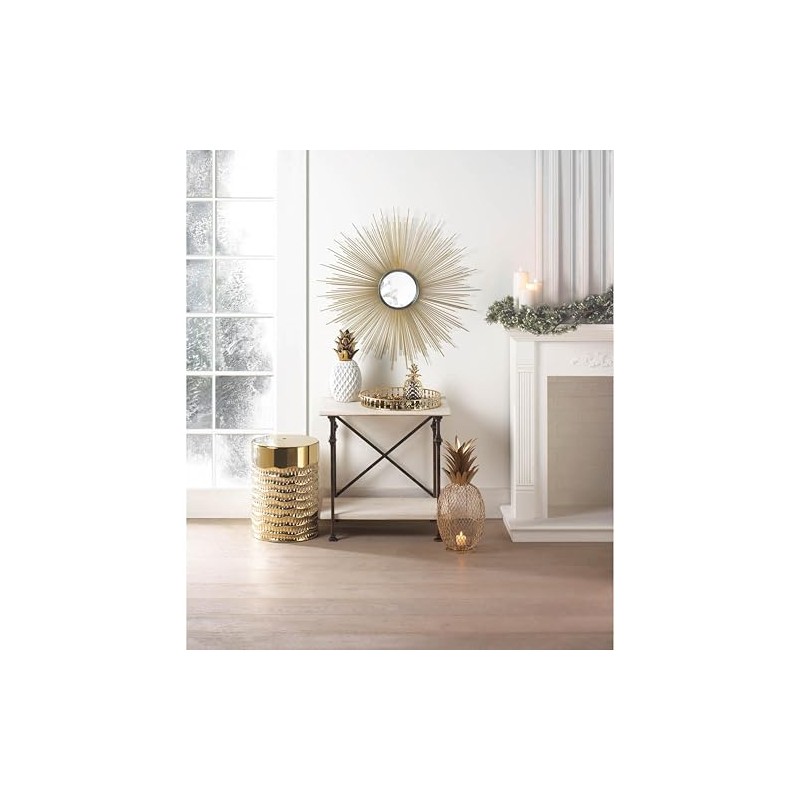 Accent Plus Porcelain Gold Topped Pineapple Jar 6x6x13.5