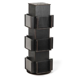 Natheeph Rotating Display Stand Greeting Card Display Wooden Display Rack with Two Card Sticker for Greeting Card Vendor Coffee Bag 3 Tier Tabletop Display Stand (Ebony)