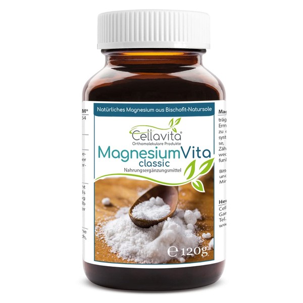 CELLAVITA Magnesium Vita (100%) 120g | with Natural Magnesium from Bischofite - Natural Sole / 100% Magnesium Chloride (Hexahydrate)