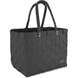 normani® Braided Plastic Shopping Bag - Robust Vintage Style Beach Chair 38 cm x 25 cm x 28 cm Black