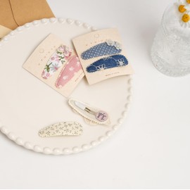 BIANHUAN Baby Hair Pin, Baby Hair Clip, Snap, Children, Patch Closure, Kids, Girls, 10 Piece Set, Hair Accessories, Patch Pins, Sleep, Natural, Safe, Cute, Handmade, Embroidered, Floral Pattern