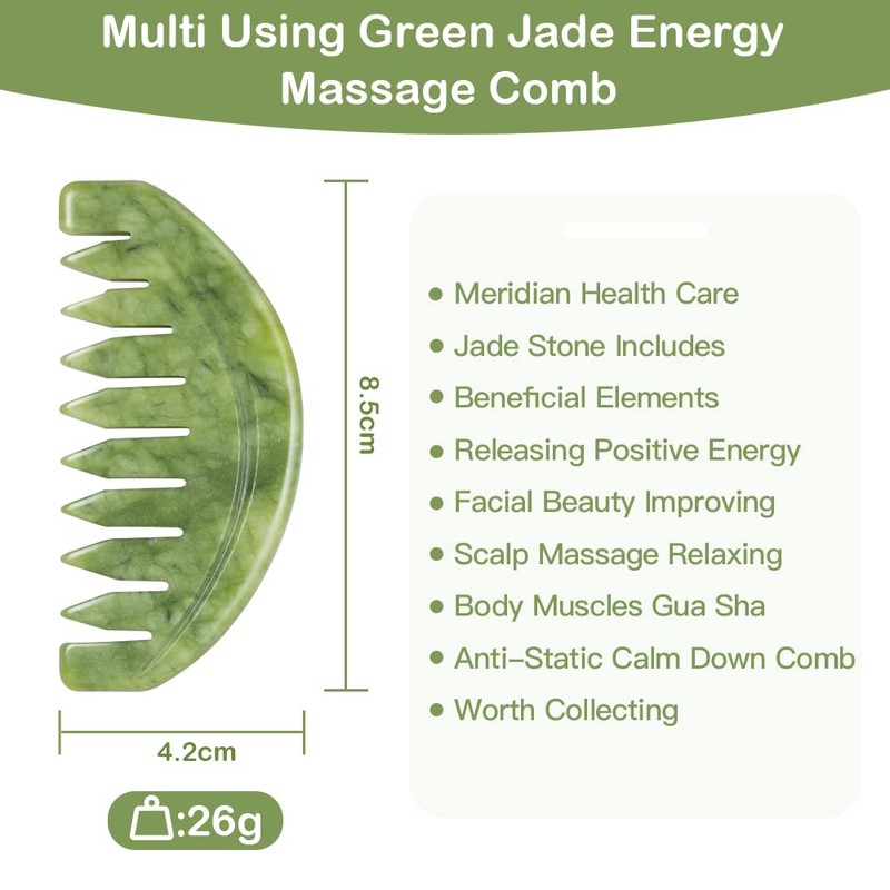 Multipurpose Jade Green Handmade Massage Comb Full Relaxing Massage Scalp