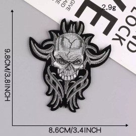 Unbranded Flame Flaming Skull Biker Iron on Embroidery Cloth Patch Sew on Badge 2357