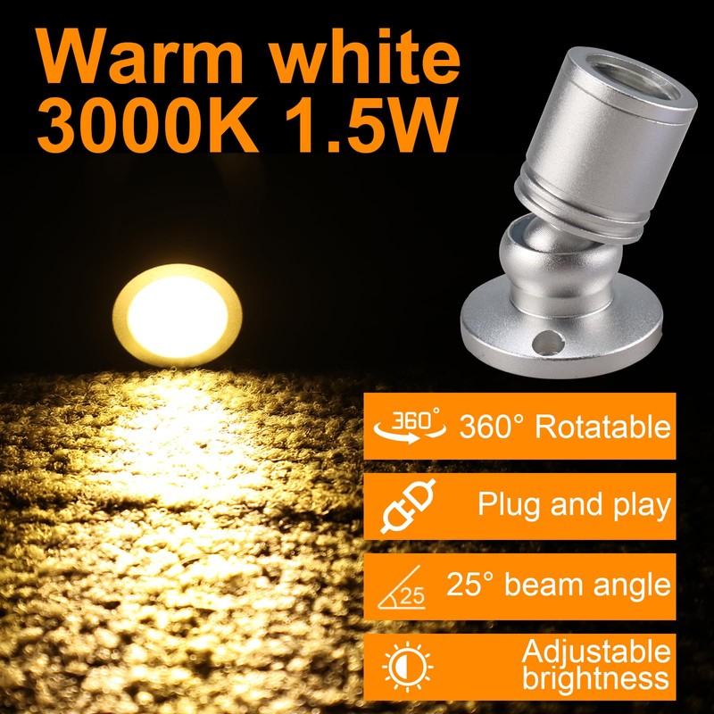 Yaeccc Dimmable LED Mini Spotlight Jewelry Showcase Display Lights Shell