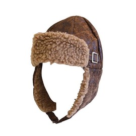 Aviator Pilot Cap Hat Brown w/ Buckle & Faux Fur - Costume Accessory