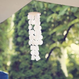 Abaodam White Capiz Shell Wind Chimes Capiz Sea Shells Bell Indoor Home Decor Outdoor Garden Patio Memorial Gifts Sympathy Memory Loss of a Loved One