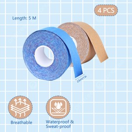 Oslynia 4 Rolls Face Lift Tape, 2.5CM X 500CM Face Tape for Wrinkles, High Elasticity Forehead Wrinkle Patches for Face, eye and neck, Anti Wrinkle Patches for Double Chin Reducer Face Slimming