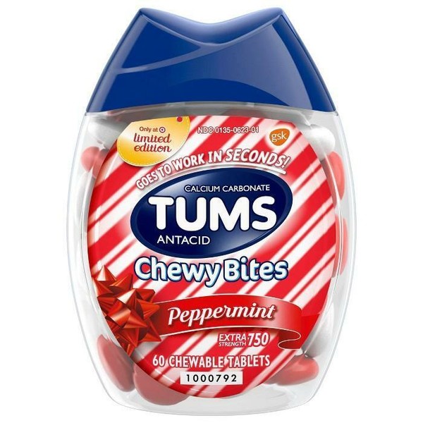 0307667388558 TUMS CHEWY BITES PEPPERMINT EXTRA STRENGTH CHEWABLE ANTACID FOR