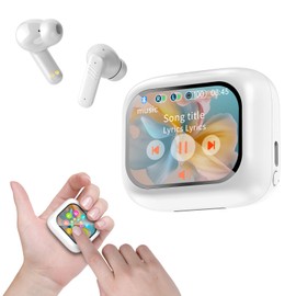 SIXTHGU ANC Noise Cancelling Wireless Earbuds, TWS in-Ear Bluetooth Headphones with Smart Touch Screen, Pure Bass Sound, Dual Mics for Perfect Calls, 40Hrs Long Playtime for iOS/Android(White)