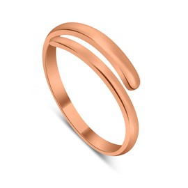 Rose Gold Dipped Sterling Silver Plain Adjustable 2mm Band Midi Toe Ring