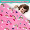 mermaker Rainbow Blanket for Girls, 380 GSM Pink Rainbow Throw