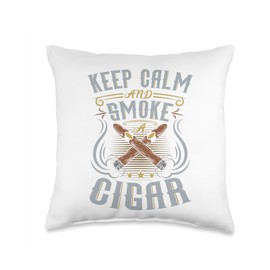 Keep Calm Smoke a Cigar Cigars To Smoke Cigar Smoker Gift Throw Pillow