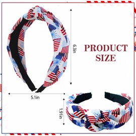 HGYEDA American Flag Headband,USA Flag Hair Hoop, 4th of July Patriotic Headband Stars Stripes Twist Hair Accessories Red White and Blue Hair Hoop for Women Girls for Independence Day