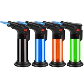 Taughch 4 Pack Taughch Butane Torch Lighter Set,Candle Lighter Refillable, Jet Flame,Windproof,Adjustable Flame, Safety Lock, Ideal for Culinary, Crafts, Camping(Butane Not Included)