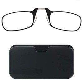 ThinOptics Lesebrille + Schwarzes Universal-Hartschalenetui, Schwarzes Brillengestell +1,00 Dioptrien