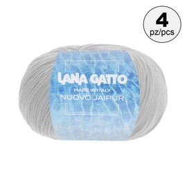 Lana Gatto Line Nuovo Jaipur Cotton Yarn, 100% Cotton for Knitting or Crocheting, 4 Balls Length 400 m for 200 g Cotton (Grey, 4)