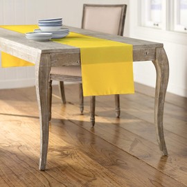 LA Linen Polyester Poplin Table Runner 14 by 108-Inch, Light Yellow, 14 x 108