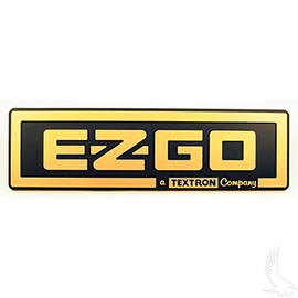 RHOX EZGO TXT Golf Cart Front Name Plate/Emblem - Black/Gold (1996-2013)