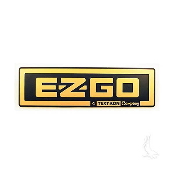 RHOX EZGO TXT Golf Cart Front Name Plate/Emblem - Black/Gold (1996-2013)