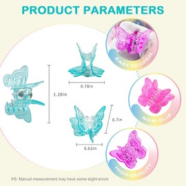 50 Pcs Butterfly Hair Claw Clips for Women Colorful Glitter Mini Hair Accessories in Assorted Colors (Glitter)