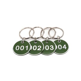 NanTun Aluminum Alloy Metal Key Tag Set, Number ID Tags Key Chain, Numbered Key Rings, 50 pieces - Green -1 to 50