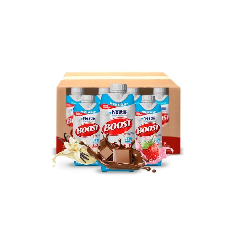 Boost Menos Azúcar Suplemento Alimenticio Mix de Sabores 12 pzas