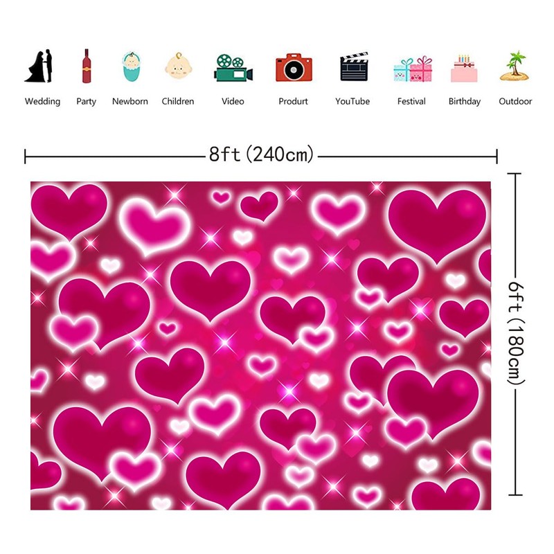 Heart Shape Backdrop Valentines Day Decoration 7x6ft Early 2000s Photography