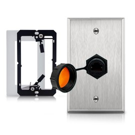 Stainless Steel Ethernet Wall Plate with Single RJ45 Waterproof CAT6 Jack - Outdoor IP68 Ethernet Wall Outlet for Secure PoE and Data Connection