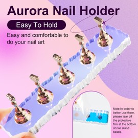Corconess Nail Stand For Press Ons, Nail Holder For Painting Nails With A Heart Shape Acrylic Nail Stand, Easy-To-Clean Press On Nail Stand Nail Art Practice Nail Dispaly Home DIY Salon Supplies (Aurora)