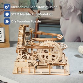 Rowood 3D Puzzles for Adults, Wooden Marblr Run Model Kit, DIY Building Kits for Adults to Build, Craft for Teens, Gift for Adults & Teen Boys Girls, Age 14+, Waterwheel Coaster
