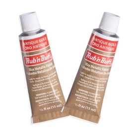 AMACO AMACO Rub n Buff Wax Metallic Finish - 2 Rub n Buff Antique Gold 15ml Tubes - Versatile Gilding Wax for Finishing Furniture Antiquing and Restoration - Rub and Buff Colors Set of Two