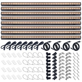 Barrina T5 Plant Grow Lights for Indoor Growing, 2FT 80W (8 x 10W) Full Spectrum LED Grow Light, Black Cover Growing Light Strips with Switch, Magnetic Installation, Plug and Play, Yellow, 8 Packs