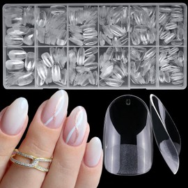 AddFavor Oval Nail Tips, 600pcs Oval Round Gel X Nail Tips Medium, Clear Fake Nails Oval Soft Gel Nails Acrylic False Nail Tips 12 Sizes for Nail Extension, Acrylic Nails