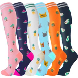 bropite Compression Socks for Women & Men-6 Pairs 20-30mmhg Support Running Nurse Travel Compression Socks