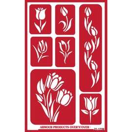 Armour Products Tulips N Over Reusable Glass Etching Stencil, Brown