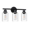Unicozin Modern Bathroom Light Fixtures, 3 Light Vanity Lights, Black