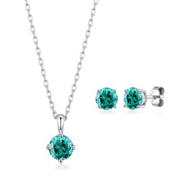 Philip Jones Sterling Silver December (Blue Topaz) Birthstone Necklace & Earrings Set Created with Zircondia® Crystals