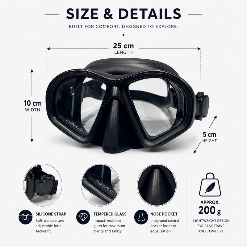 Snorkeling Diving Mask for Clear Underwater View – Anti-Fog Tempered