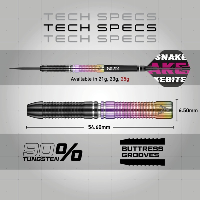 RED DRAGON Darts|Snakebite World Champion| 90% Tungsten Darts Set |25g
