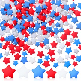Weysat 240 Pcs Red White and Blue Stars, 4th of July Vase Filler Resin Decorations Patriotic Table Scatter for Arts Crafts, Independence Day Memorial Day Table Centerpieces (0.6,0.8 Inch)