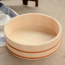 Kichgather 14.2 Inch Wooden Sushi Rice Bowl Hangiri Sushi Oke Rice Mixing Tub (3 pieces)
