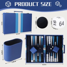 15 inch Backgammon Sets for Adults - Classic Board Game for Adults - Portable Travel Backgammon Set for 2 Players - Perfect Adult Board Games for Gifts & Family Fun (Vivid Blue)