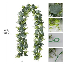 Olrla 1 Piece Artificial Garlands Eucalyptus Plant 180 cm Hanging Plant for Wedding Bouquet, Flower, Home Decoration
