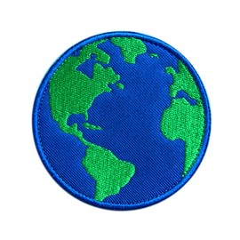 Antrix 1 Pcs Funny Saving Blue Earth World Planet Patch, Hook and Loop Embroidered - Colorful World Globe Emblem Appliques for Clothing Bags Backpack School Bag Biker (Earth)