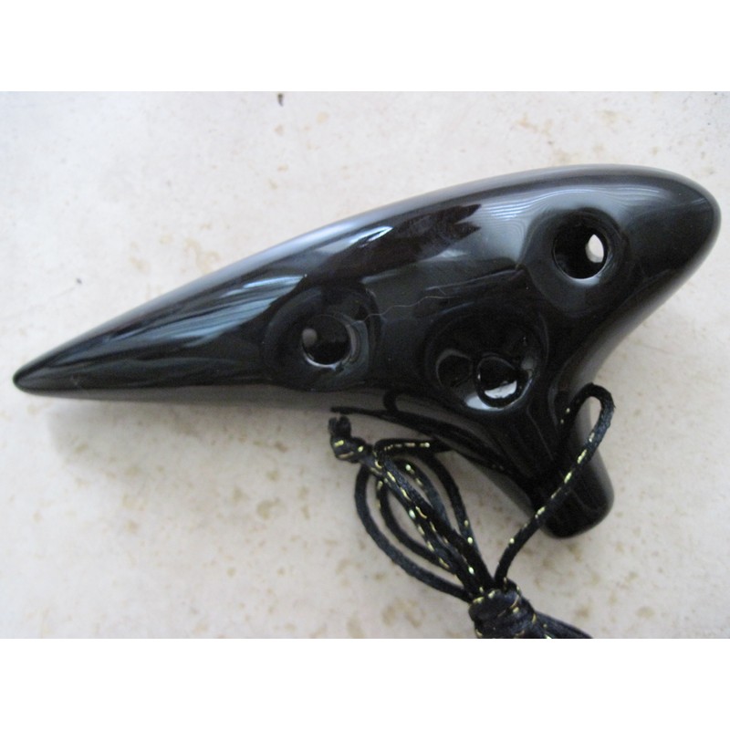 Utopia Glossy Black Ocarina Ceramic Soprano G - Easy to